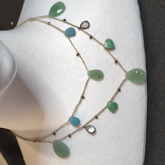 Silpada Cubic Zirconia Amazonite Howlite Turquoise Silver Knotted Necklace - Picture 2 of 9